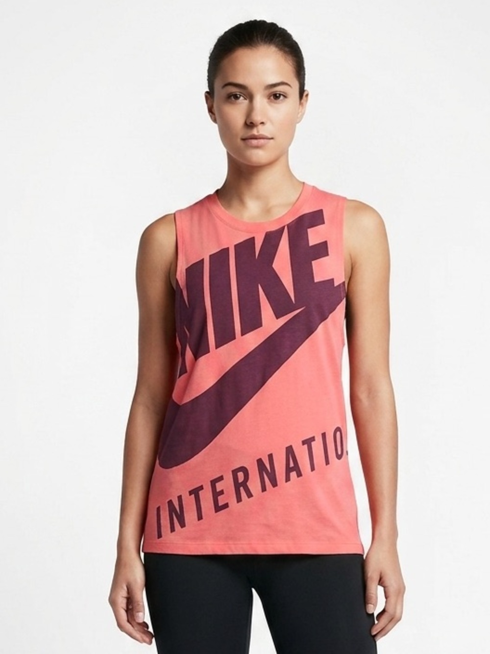 NIKE International Athletic Orange Burgundy Muscle Tank S Small EUC VT Va Tech
